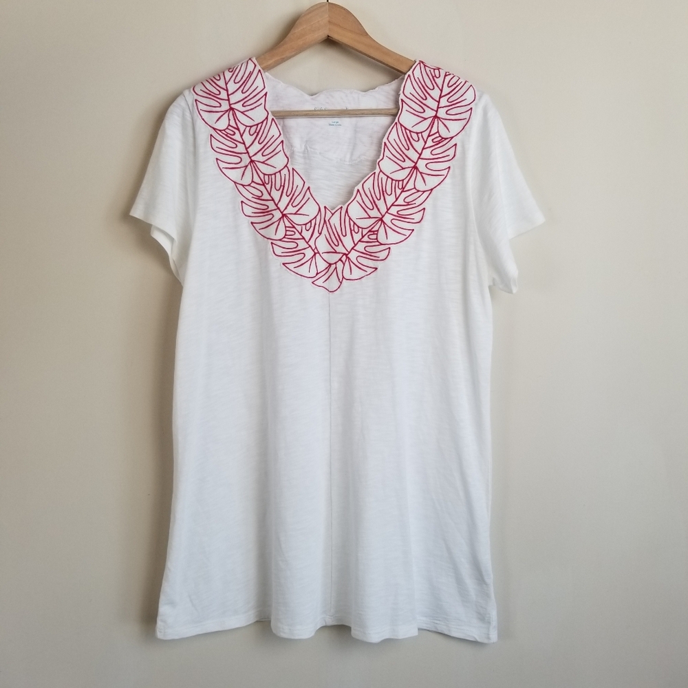 Soft Surroundings Archipelago Embroidered T Shirt Top Large